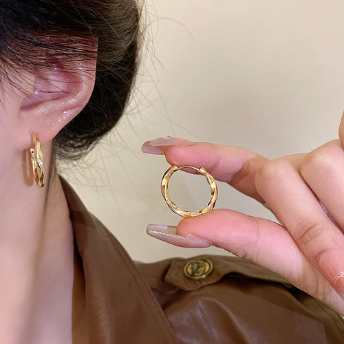 Gold-Tone Faceted Small Hoop Earrings