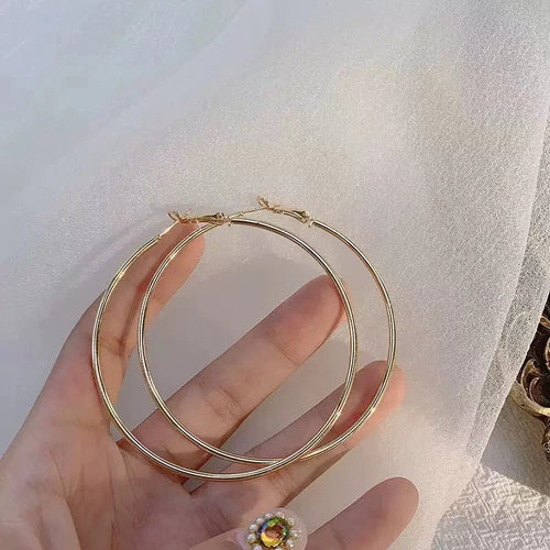 Gold-Tone Oversized Classic Hoop Earrings