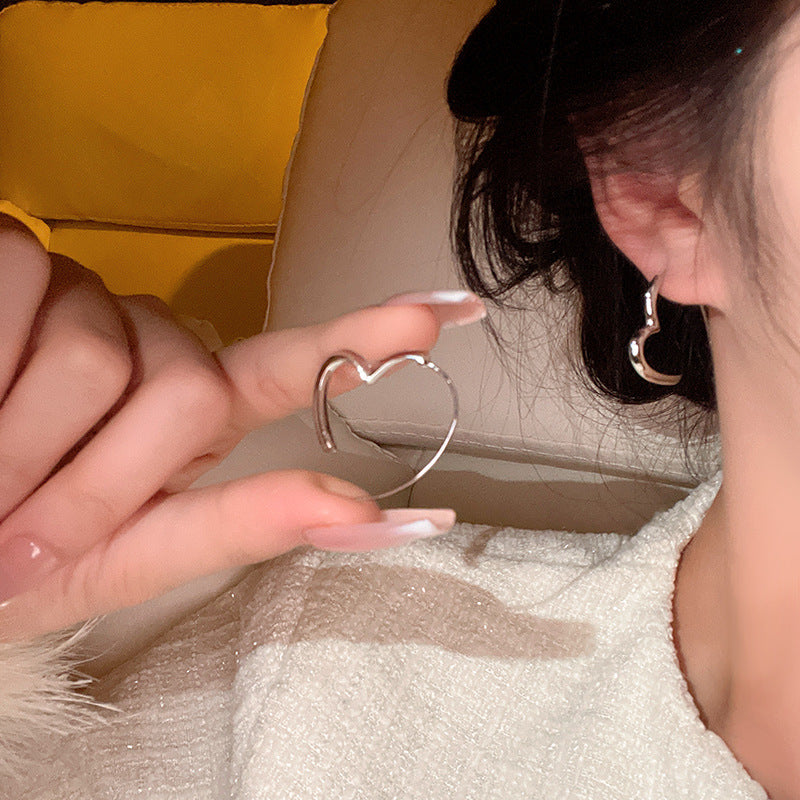 Silver-Tone Heart Hoop Earrings