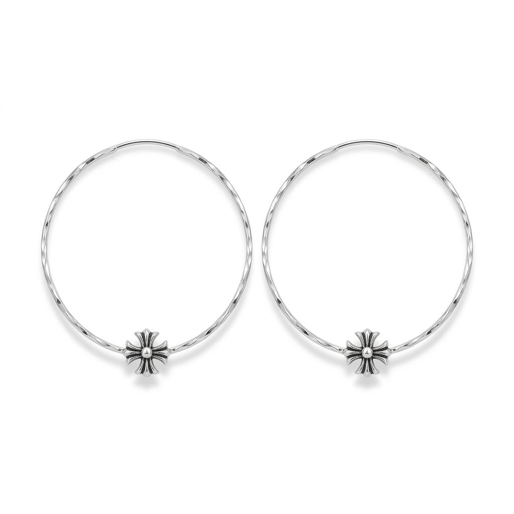 Silver-Tone Oversized Thin Hoops