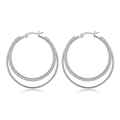 Silver-tone double hoop earrings