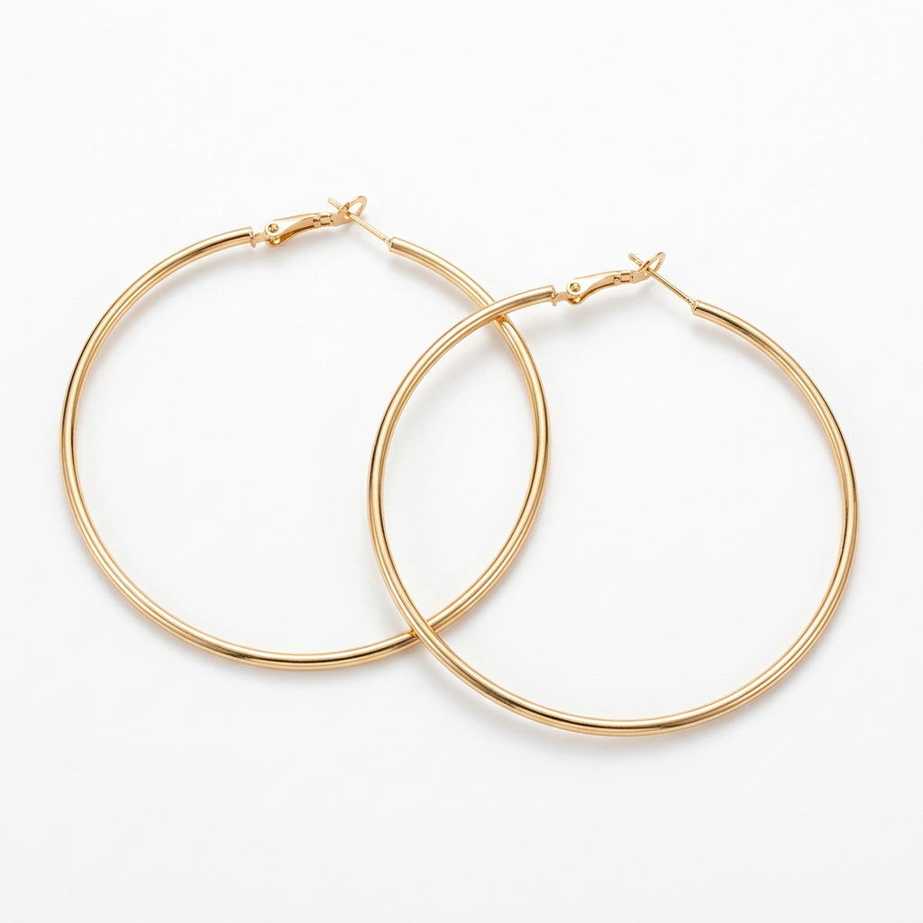 Gold-tone oversized classic hoop earrings