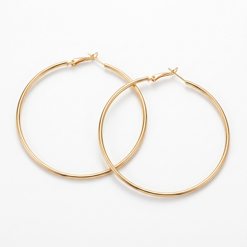 Gold-tone oversized classic hoop earrings