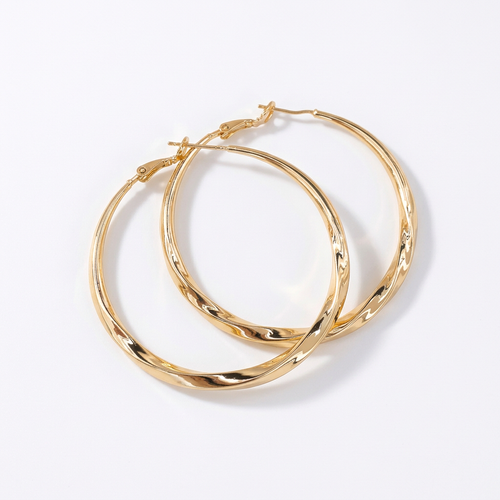 Gold-tone twisted hoop earrings