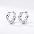 Silver-tone textured hoop earrings