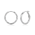 Silver-tone faceted small hoop earrings