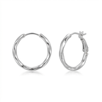 Silver-tone faceted small hoop earrings