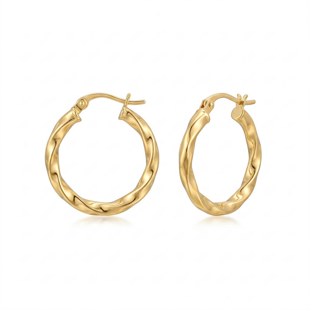 Gold-tone faceted small hoop earrings